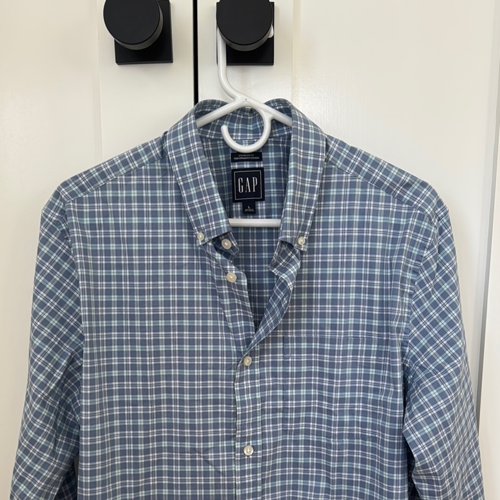 GAP Men's Blue Plaid Shirt